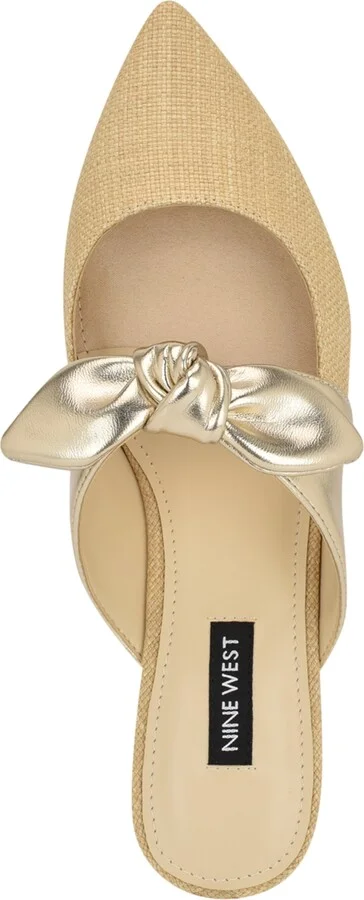 Nine West Women's Bowin Bow Strap Mule Flats - Natural/Gold - Image 4