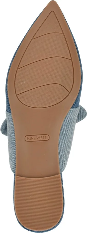 Nine West Women's Bowin Bow Strap Mule Flats - Natural/Gold - Image 9
