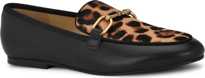 Nine West Women's Brayci Bit Slip-On Loafers - Black/Leopard