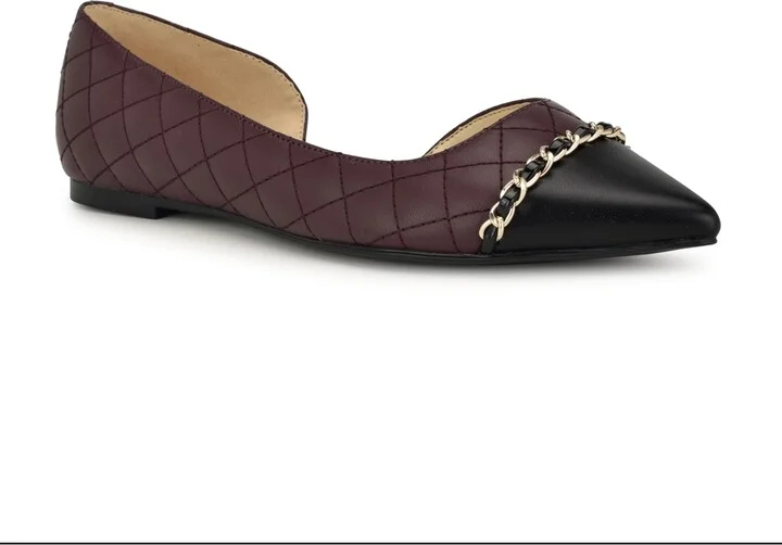 Nine West Women's Breza Slip-On Pointy Toe Dress Flats - Burgundy/Black