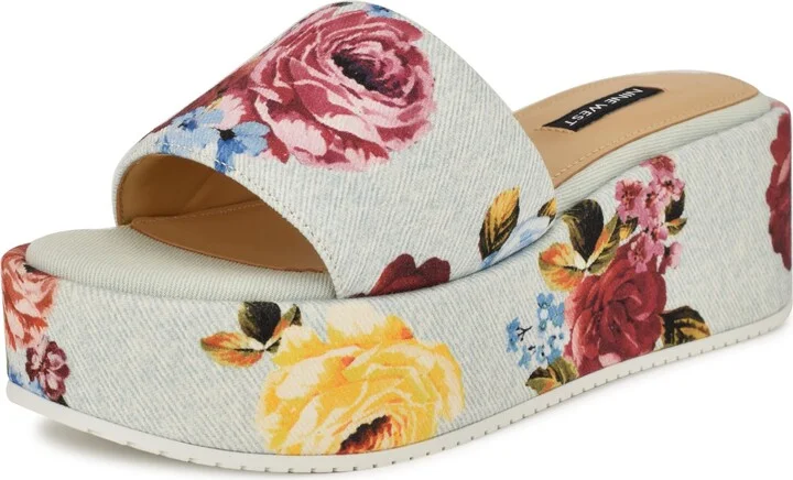 Light Blue Scattered Rose Denim Multi 4
