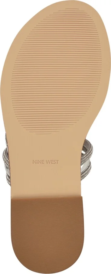 Nine West Women's Dashin Embellished Strappy Flat Sandals - Brown/Silver - Image 5