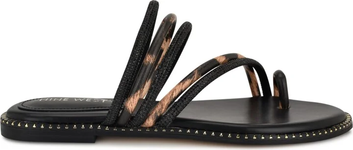 Nine West Women's Dashin Embellished Strappy Flat Sandals - Brown/Silver - Image 7