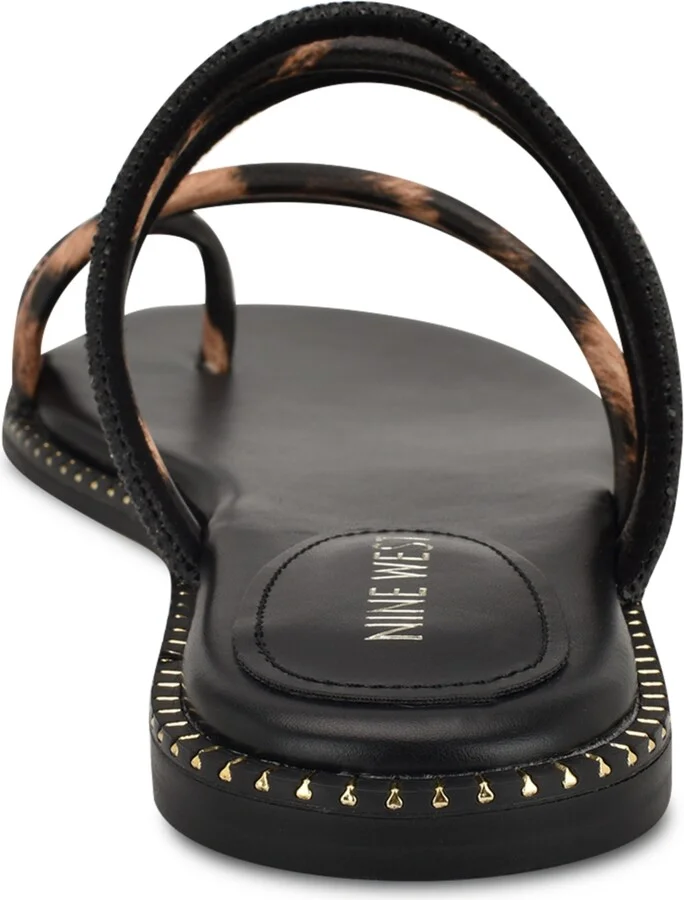 Nine West Women's Dashin Embellished Strappy Flat Sandals - Brown/Silver - Image 8