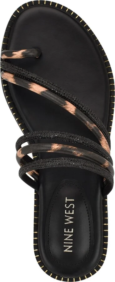 Nine West Women's Dashin Embellished Strappy Flat Sandals - Brown/Silver - Image 9