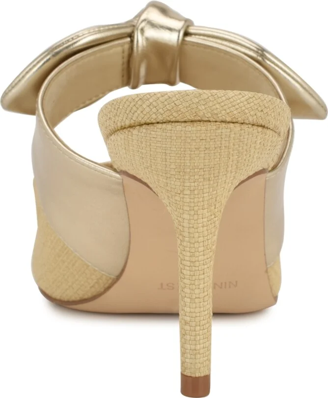 Nine West Women's Demmure Bow Strap Slip-On Stiletto Pumps - Light Natural/Gold - Image 4