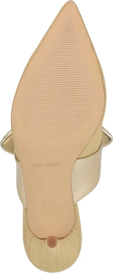 Nine West Women's Demmure Bow Strap Slip-On Stiletto Pumps - Light Natural/Gold - Image 6
