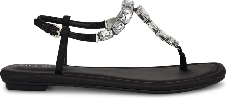 Nine West Women's Dynasti Embellished T-Strap Flat Sandals - Image 2