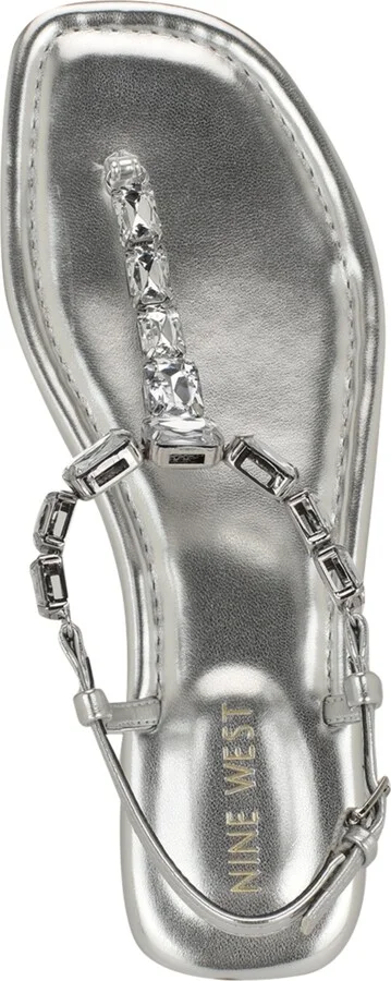Nine West Women's Dynasti Embellished T-Strap Flat Sandals - Image 8