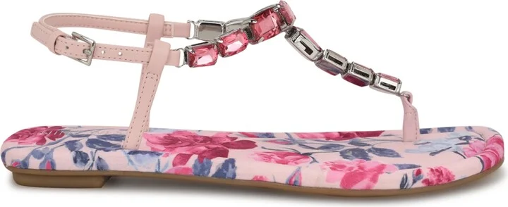 Nine West Women's Dynasti Embellished T-Strap Flat Sandals - Image 11