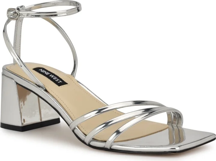 Nine West Women's Embae Block Heel Square Toe Dress Sandals