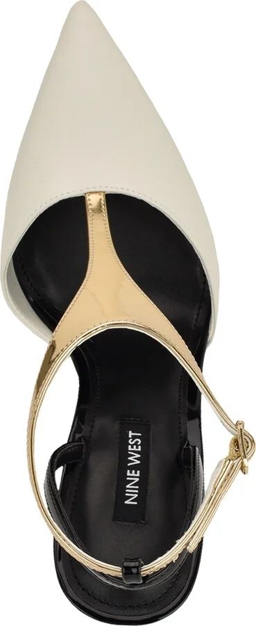 Nine West Women's Fiesta T-Strap Stiletto Pumps - White/Gold Mirror Metallic - Image 4