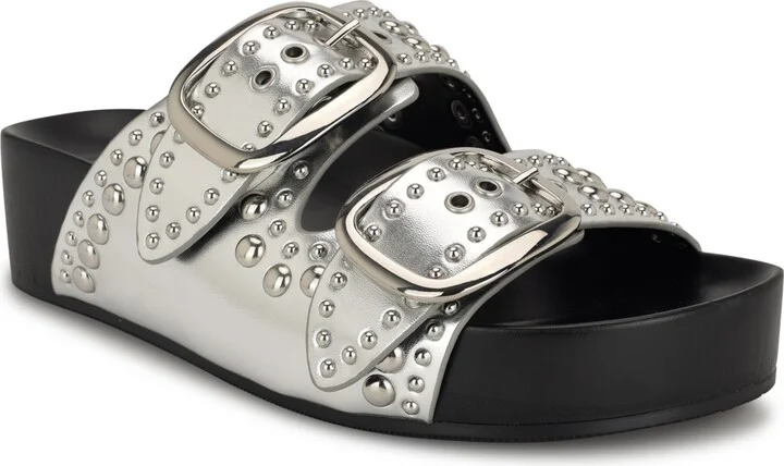 Nine West Women's Flinne Studded Double Buckle Sandals