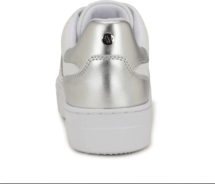 Nine West Women's Gator Platform Casual Lace-Up Sneakers - White/Silver - Image 3