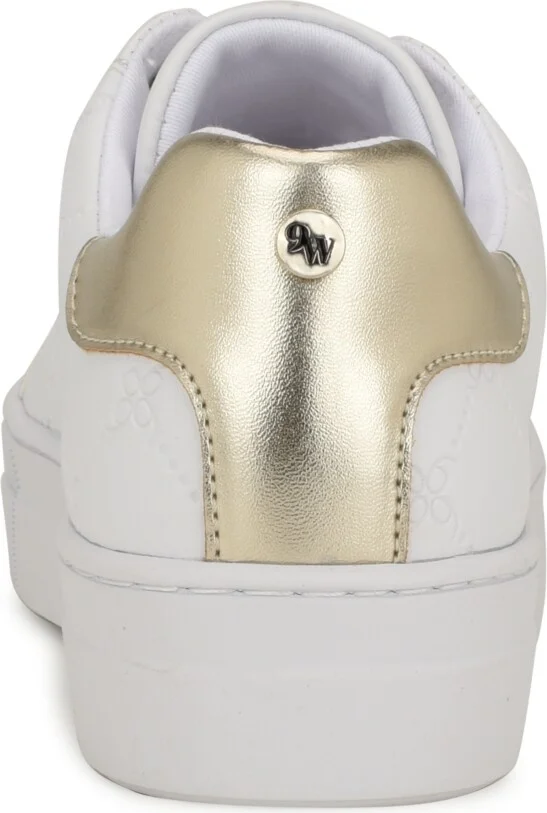 Nine West Women's Gatspy Lace-Up Platform Sneakers - White/Gold - Image 3