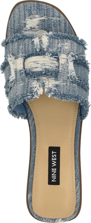Nine West Women's Germanny Frayed Flat Slide Sandals - Image 4