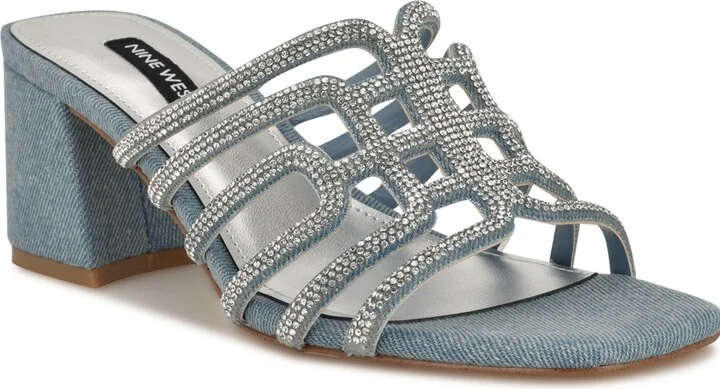 Nine West Women's Grassa Embellished Block Heel Dress Sandals