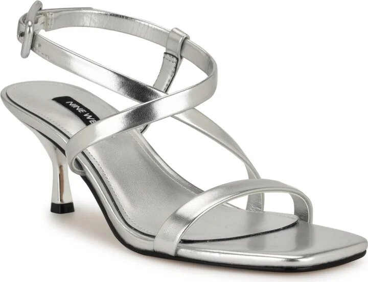 Nine West Women's Hanni Strappy Square Toe Kitten Heel Sandals