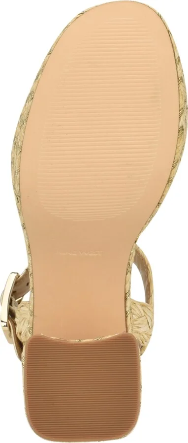 Nine West Women's Jolane Block Heel Round Toe Dress Sandals - Light Natural, Gold - Manmade - Image 5