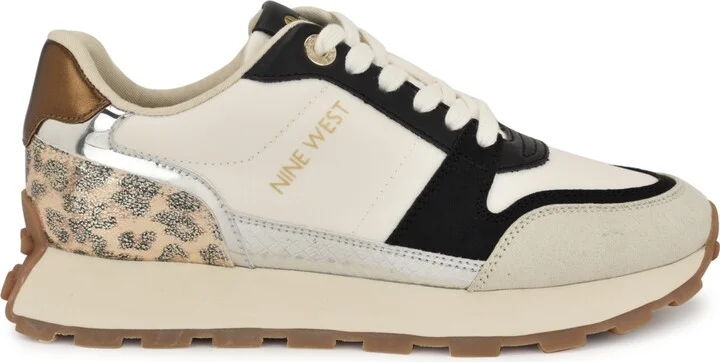 Nine West Women's Kalah Casual Lace-Up Sneakers - Light Grey/Neon Yellow - Image 6