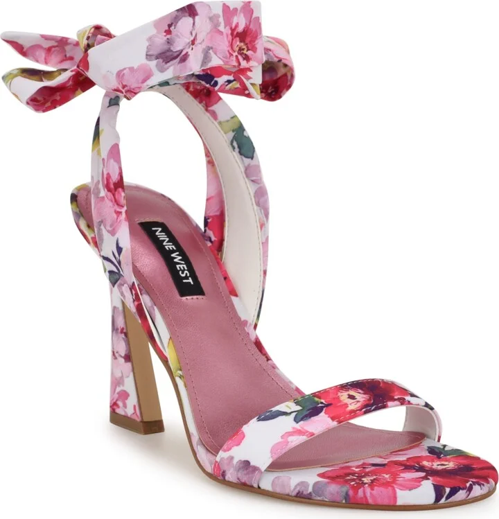 Nine West Women's Kelsie Ankle Wrap Sculpted Heel Sandals