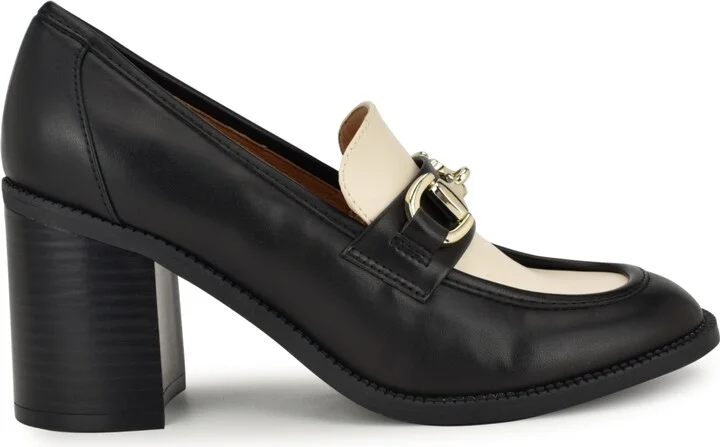 Nine West Women's Koolo Bit Slip-On Block Heel Loafers - Black/Cream - Image 3