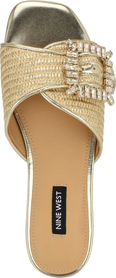 Nine West Women's Laniey Embellished Flat Slide Sandals - Image 4