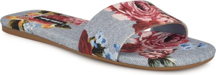 Blue Scattered Rose Denim