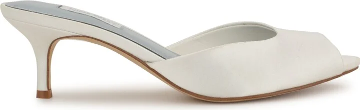 Nine West Women's Luvlie Bridal Satin Peep Toe Kitten Heel Pumps - Image 2