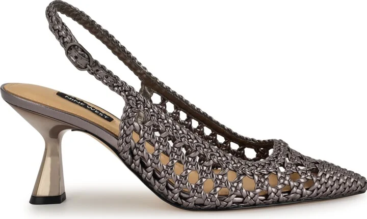 Nine West Women's Madalene Woven Slingback Kitten Heel Pumps - Image 2