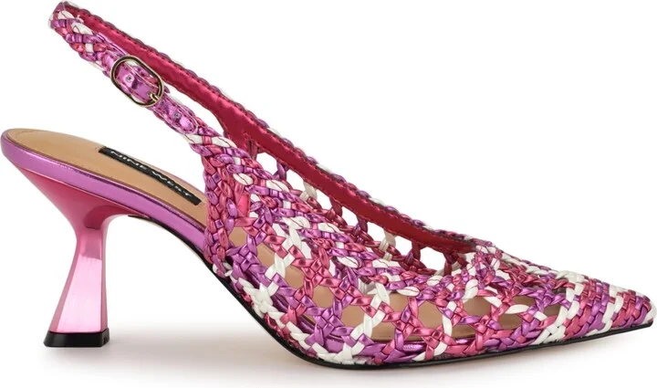 Nine West Women's Madalene Woven Slingback Kitten Heel Pumps - Image 6