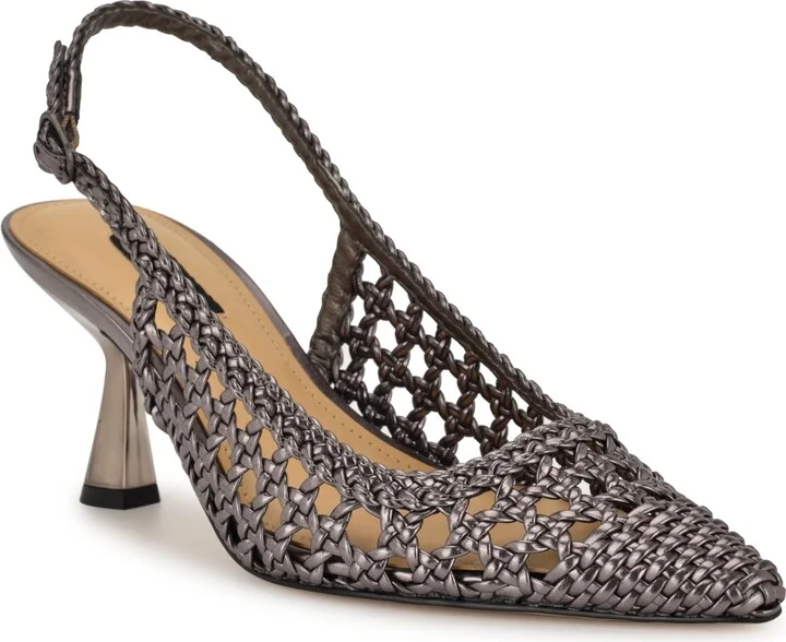 Nine West Women's Madalene Woven Slingback Kitten Heel Pumps