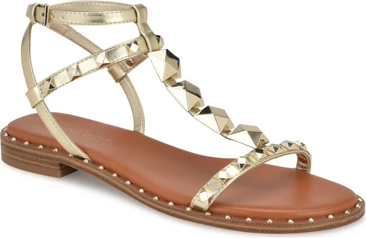 Nine West Women's Marcila Studded Strappy Flat Sandals