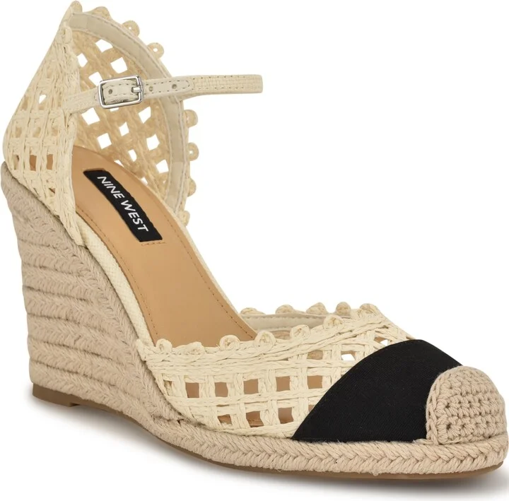 Nine West Women's Mckinly Closed Toe Dress Wedge Pumps - Cream, Black