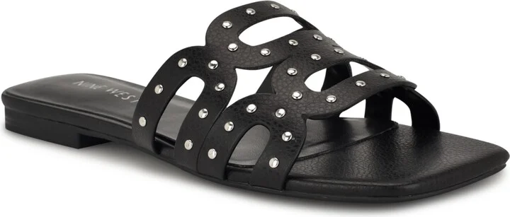 Nine West Women's Mckinna Square Toe Flat Sandals