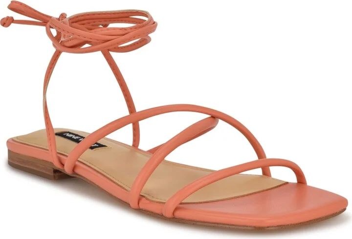 Nine West Women's Mikila Strappy Lace Up Flat Sandals