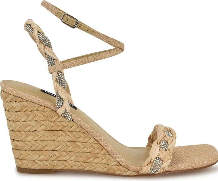 Nine West Women's Nashy Woven Embellished Wedge Sandals - Image 2