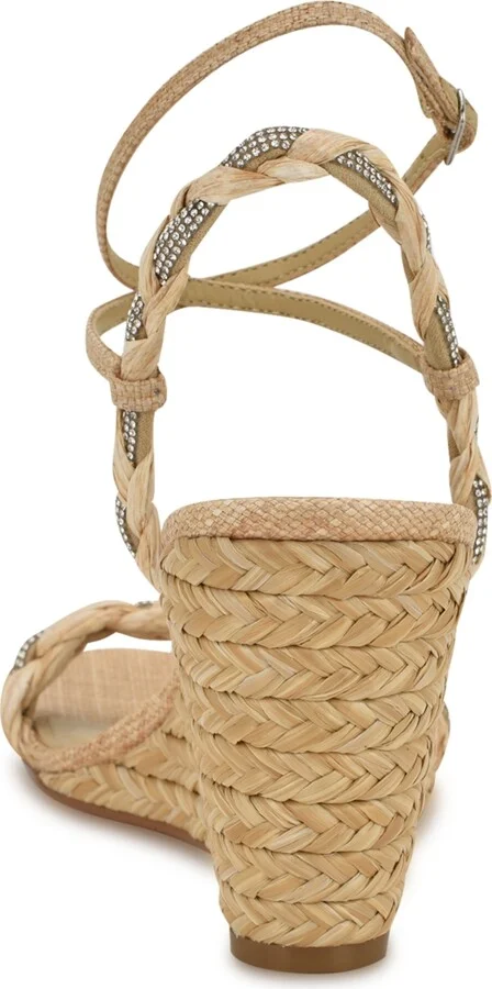 Nine West Women's Nashy Woven Embellished Wedge Sandals - Image 3