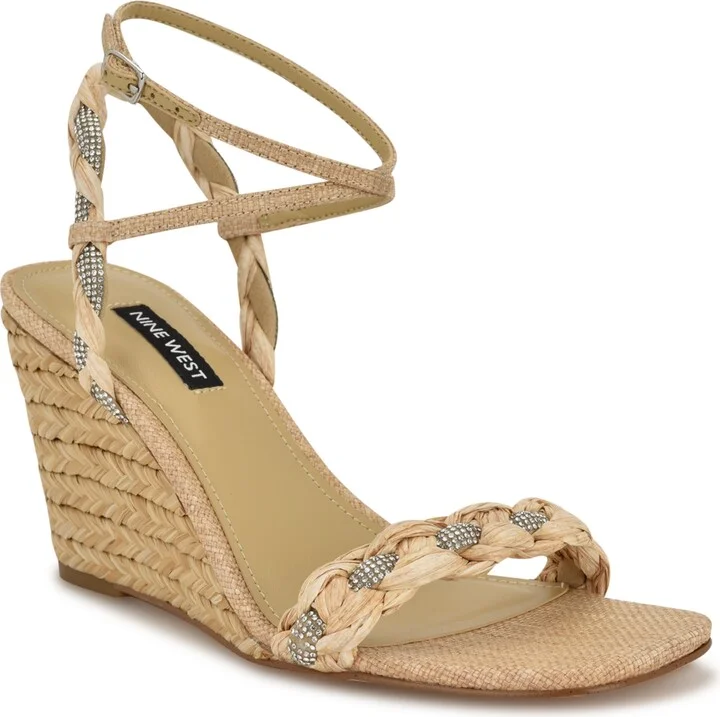 Nine West Women's Nashy Woven Embellished Wedge Sandals