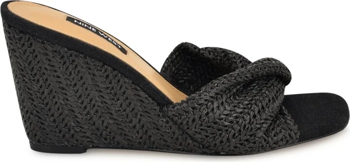 Nine West Women's Nikhil Slip-On Square Toe Wedge Sandals - Image 2