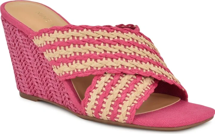 Nine West Women's Novela Woven Slip-On Wedge Sandals