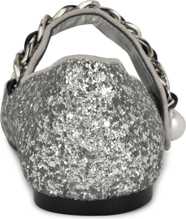 Nine West Women's Platy Embellished Mary Jane Ballet Flats - Silver Glitter/Black - Image 3