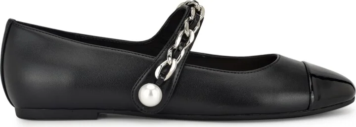 Nine West Women's Platy Embellished Mary Jane Ballet Flats - Silver Glitter/Black - Image 6