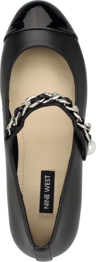 Nine West Women's Platy Embellished Mary Jane Ballet Flats - Silver Glitter/Black - Image 8