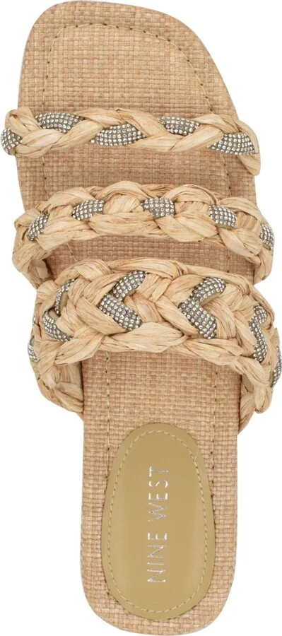 Nine West Women's Qazz Woven Embellished Flat Sandals - Image 4