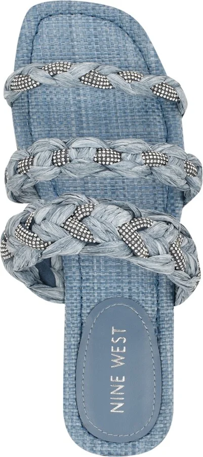 Nine West Women's Qazz Woven Embellished Flat Sandals - Image 9