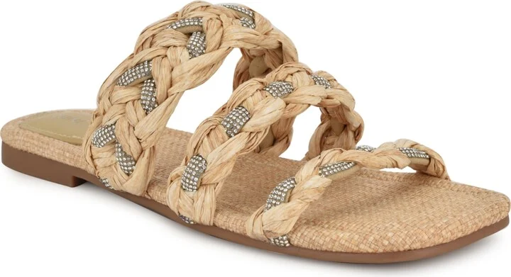 Nine West Women's Qazz Woven Embellished Flat Sandals