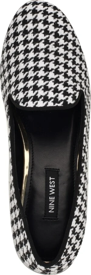Nine West Women's Renold Slip-On Smoking Slipper - Black/White Houndstooth - Image 4