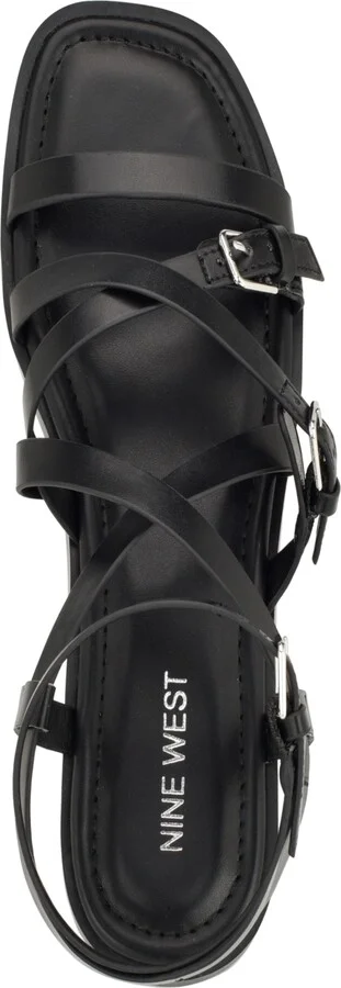 Nine West Women's Rulen Square Toe Strappy Flat Sandals - Image 4