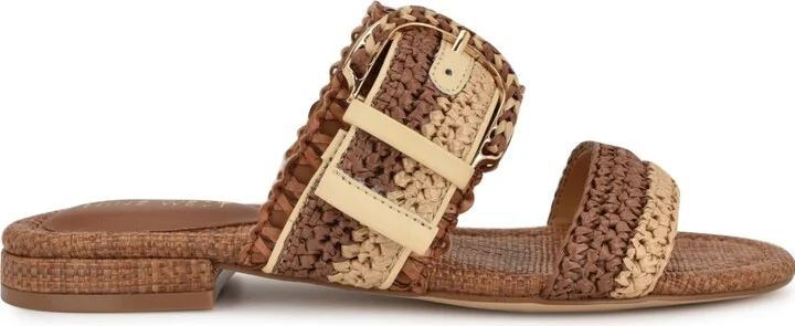 Nine West Women's Sameey Woven Slip-On Flat Sandals - Black/Natural - Image 6